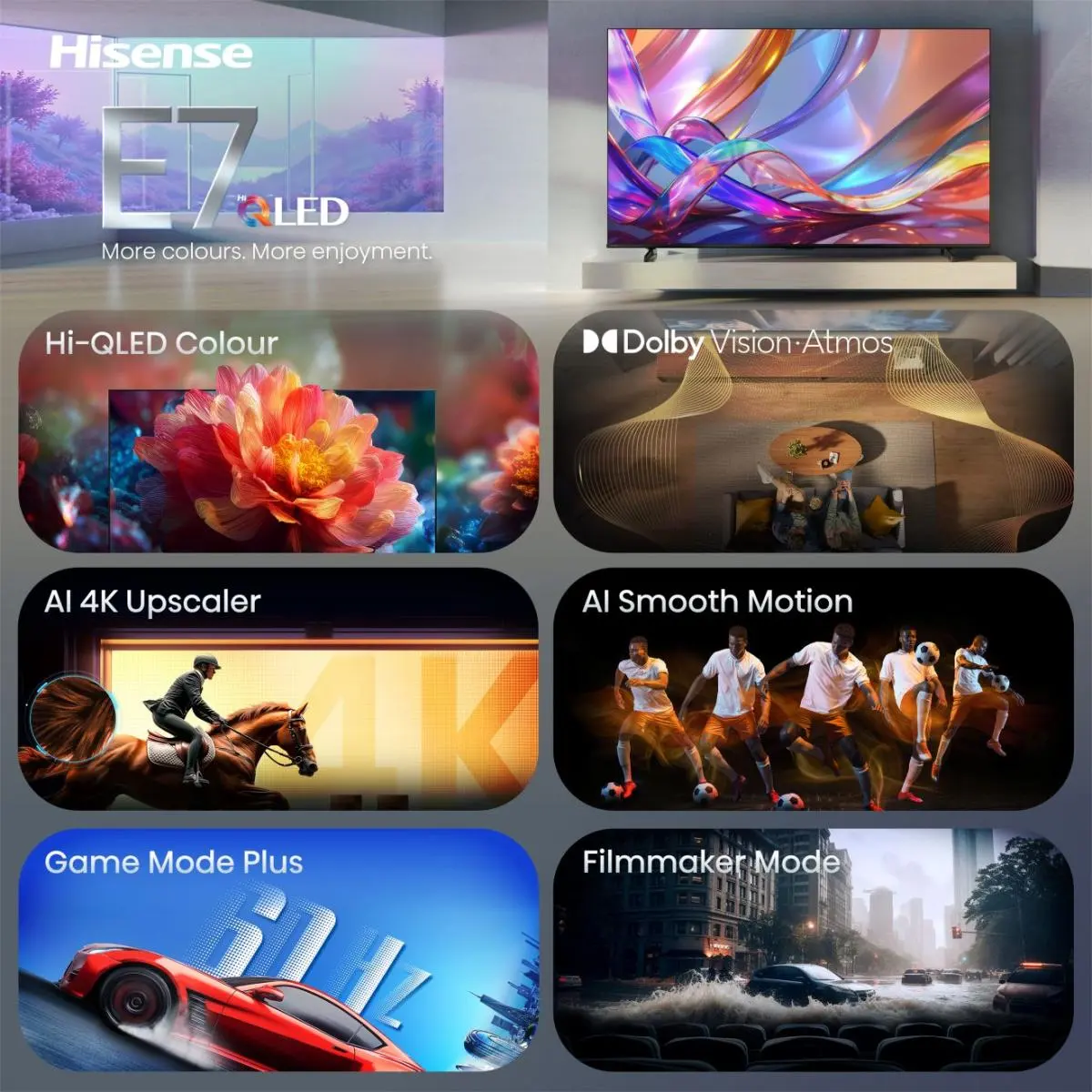 Hisense TV SET 58E7DS HSN - Smart TV 4K Ultra HD Nero 58" QLED